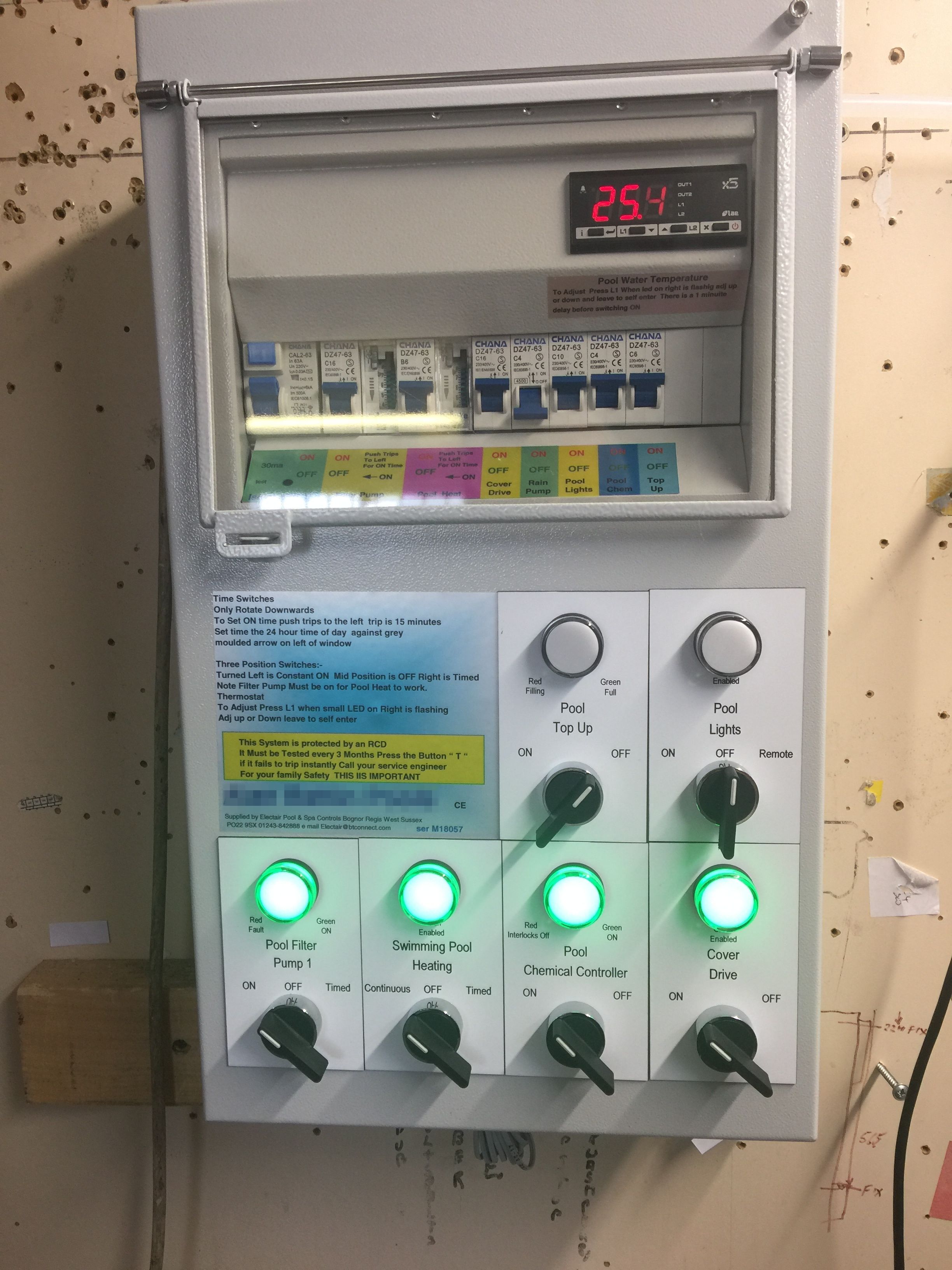 Swimming pool control panel size 1