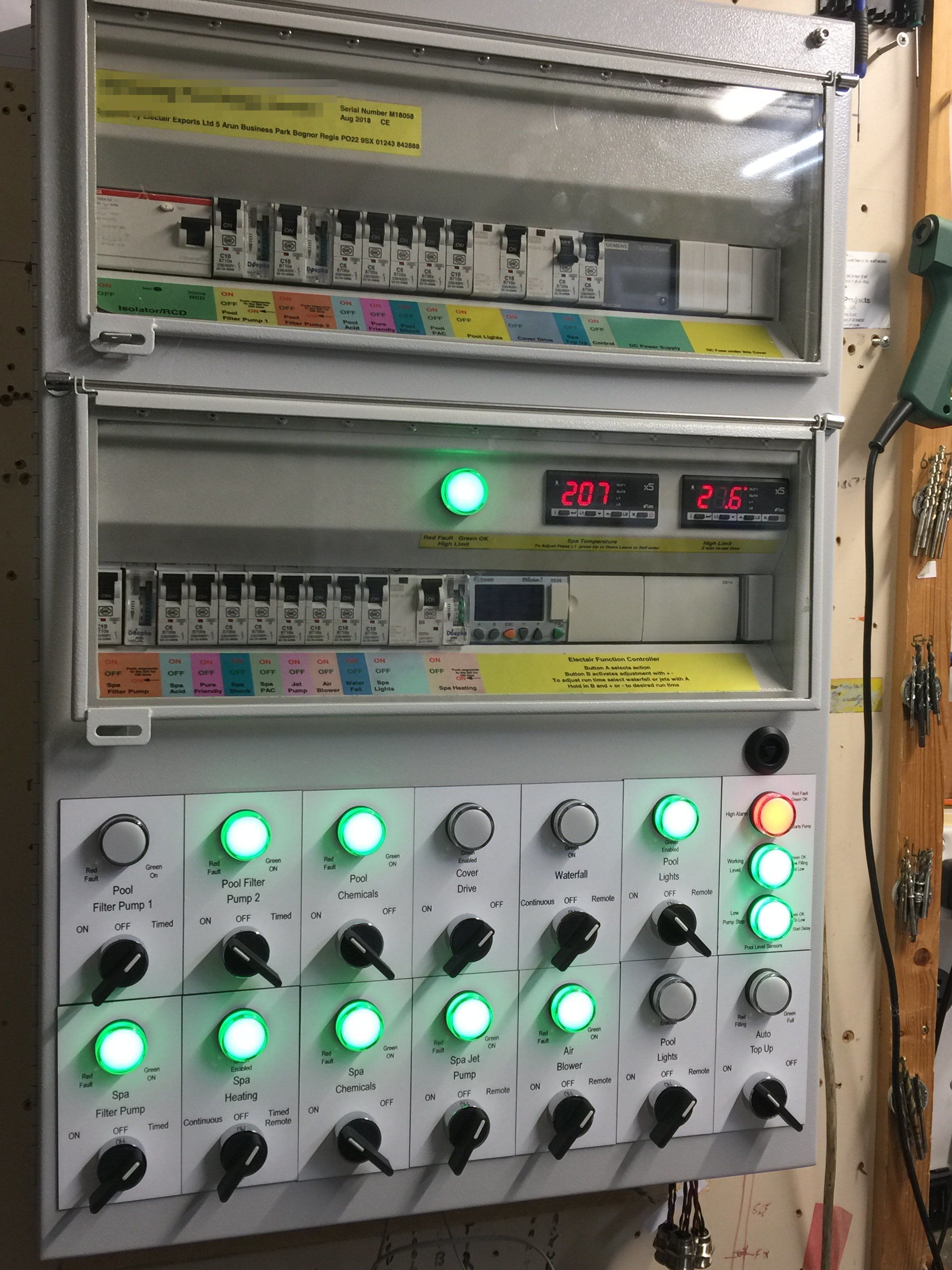 Swimming pool control panel size 4