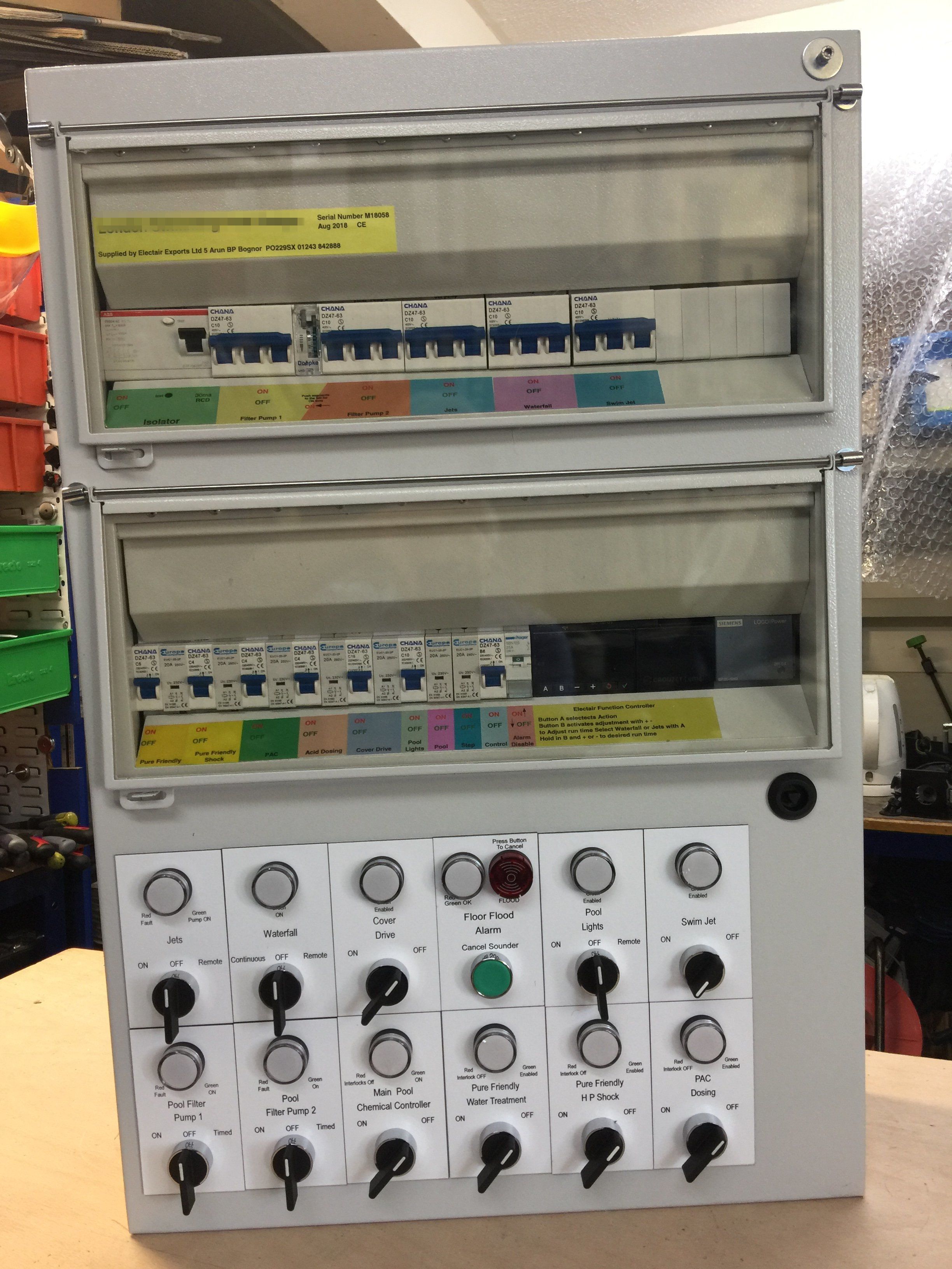 Swimming pool control panel size 4