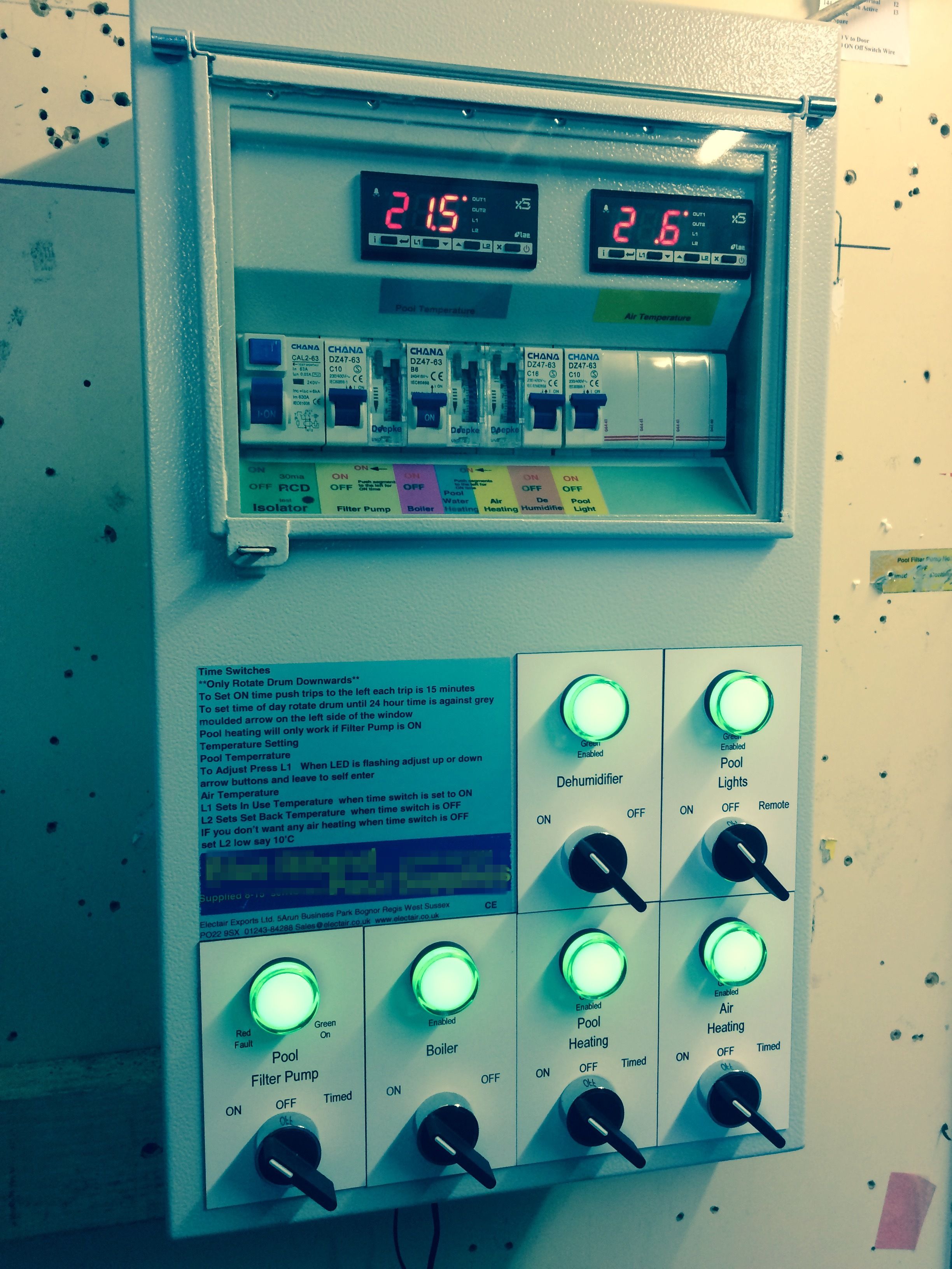 Swimming pool control panel size 1