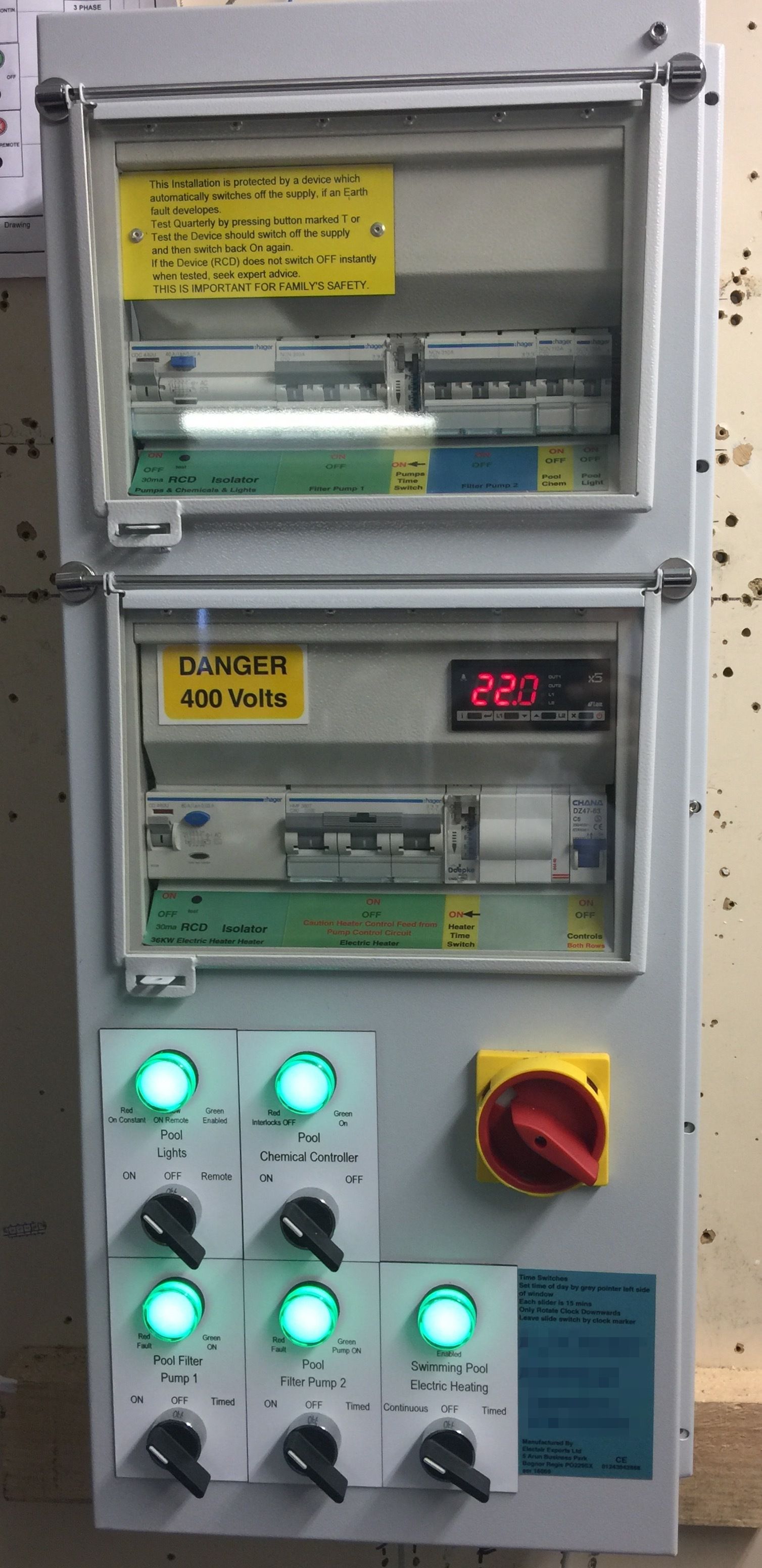 Swimming pool control panel size 2