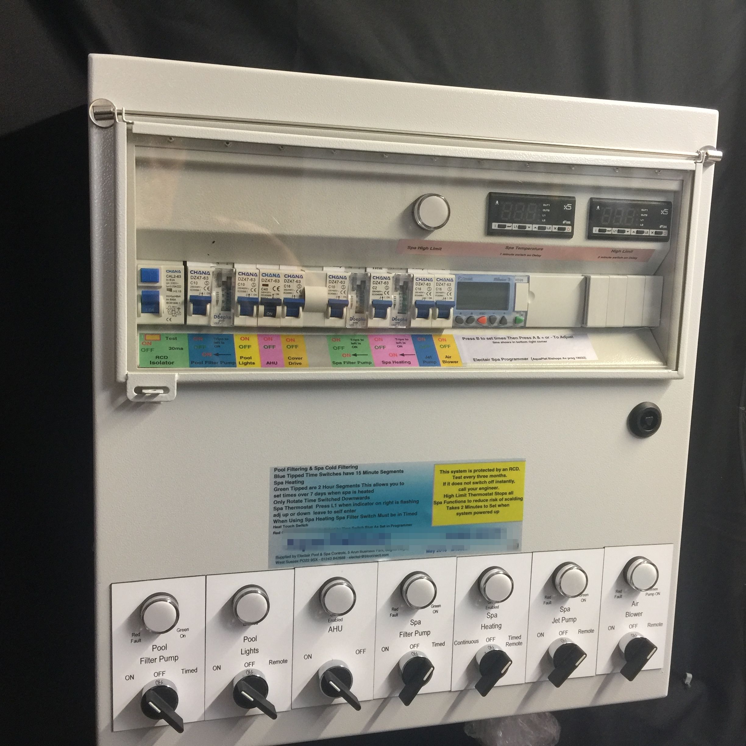 Swimming pool control panel size 3